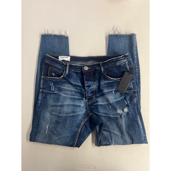 New One teaspoon men's 32 blue Mr Blues indigo empire solid medium wash - Picture 2 of 7